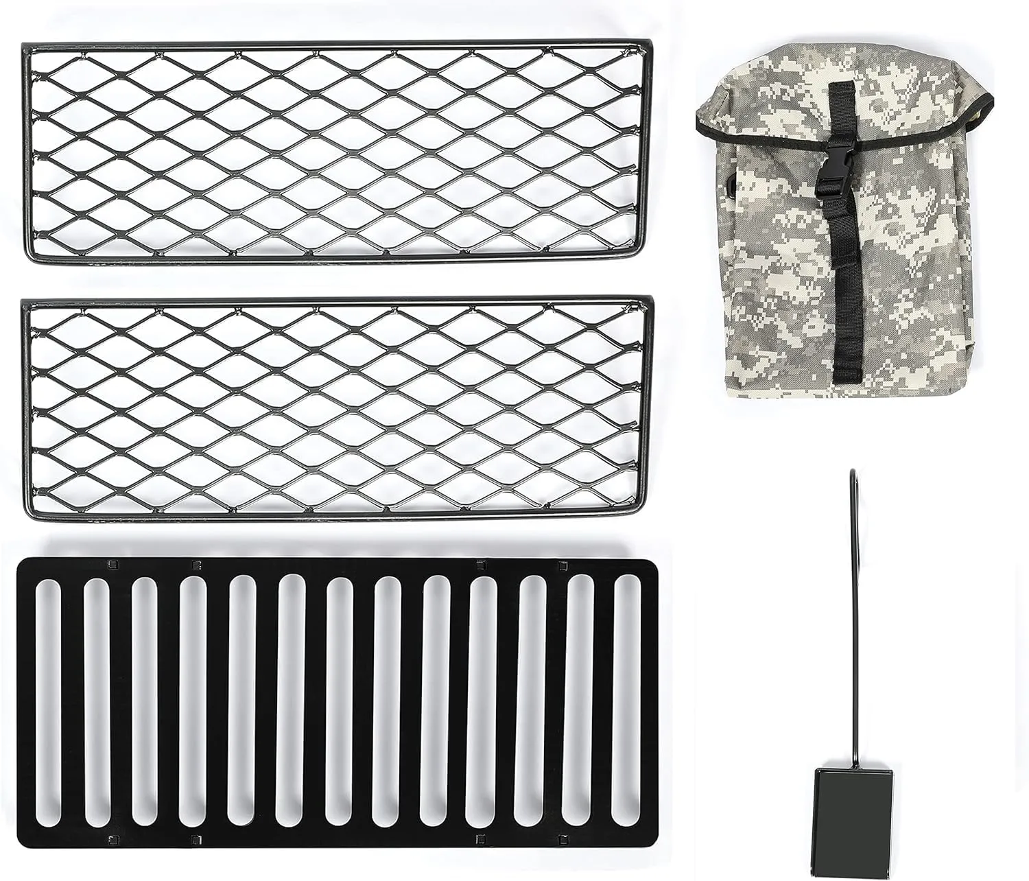 KUAFU Outdoor Accessory w/Backpack Compatible with Guide Gear Outdoor Wood Cook, Bundle Stove Racks Stove Grate Scoop Matte Black
