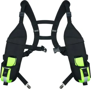 KUNN Universal Double Radio Shoulder Harness Holster with Reflective Pocket,Two Way Radio Holder for Motorola,Baofeng, no Chest Strap Walkie Talkie Holder for SAR,Police
