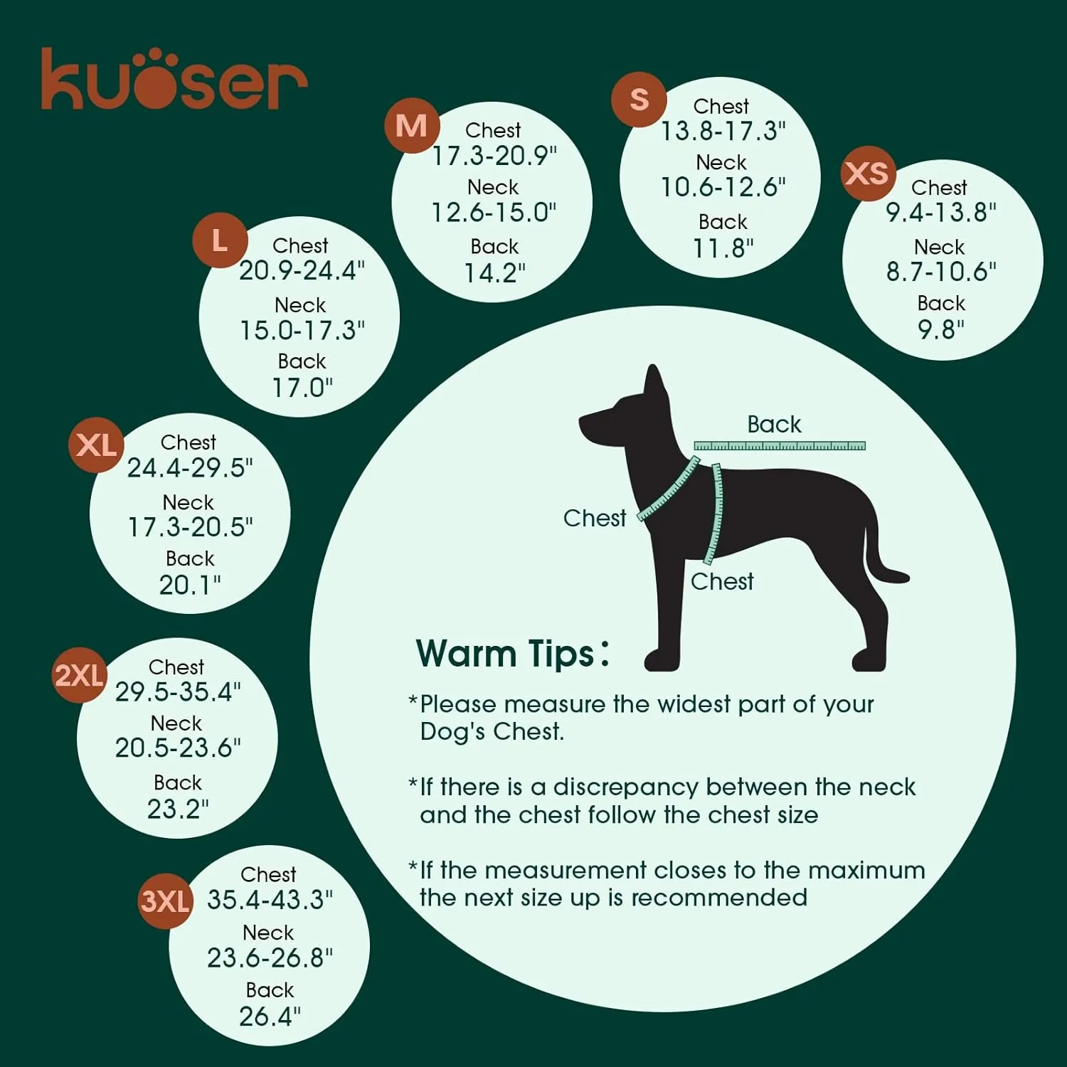 Kuoser Warm Dog Coat, Waterproof Dog Coats for X-Small Dogs, Adjustable Durable Doggie Winter Jacket Reversible Cozy Puppy Cold Weather Apparel from Small to Large Breed, Brown XS
