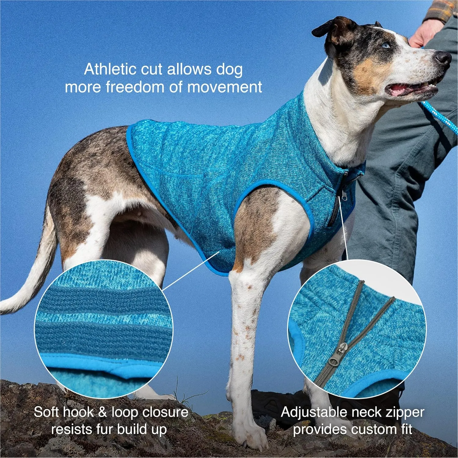 Kurgo Core Dog Sweater, Knit Dog Sweater with Fleece Lining, Cold Weather Pet Jacket, Zipper Opening for Harness, Adjustable Neck, Year-Round Sweater for Small Dogs (Green, X-Small)