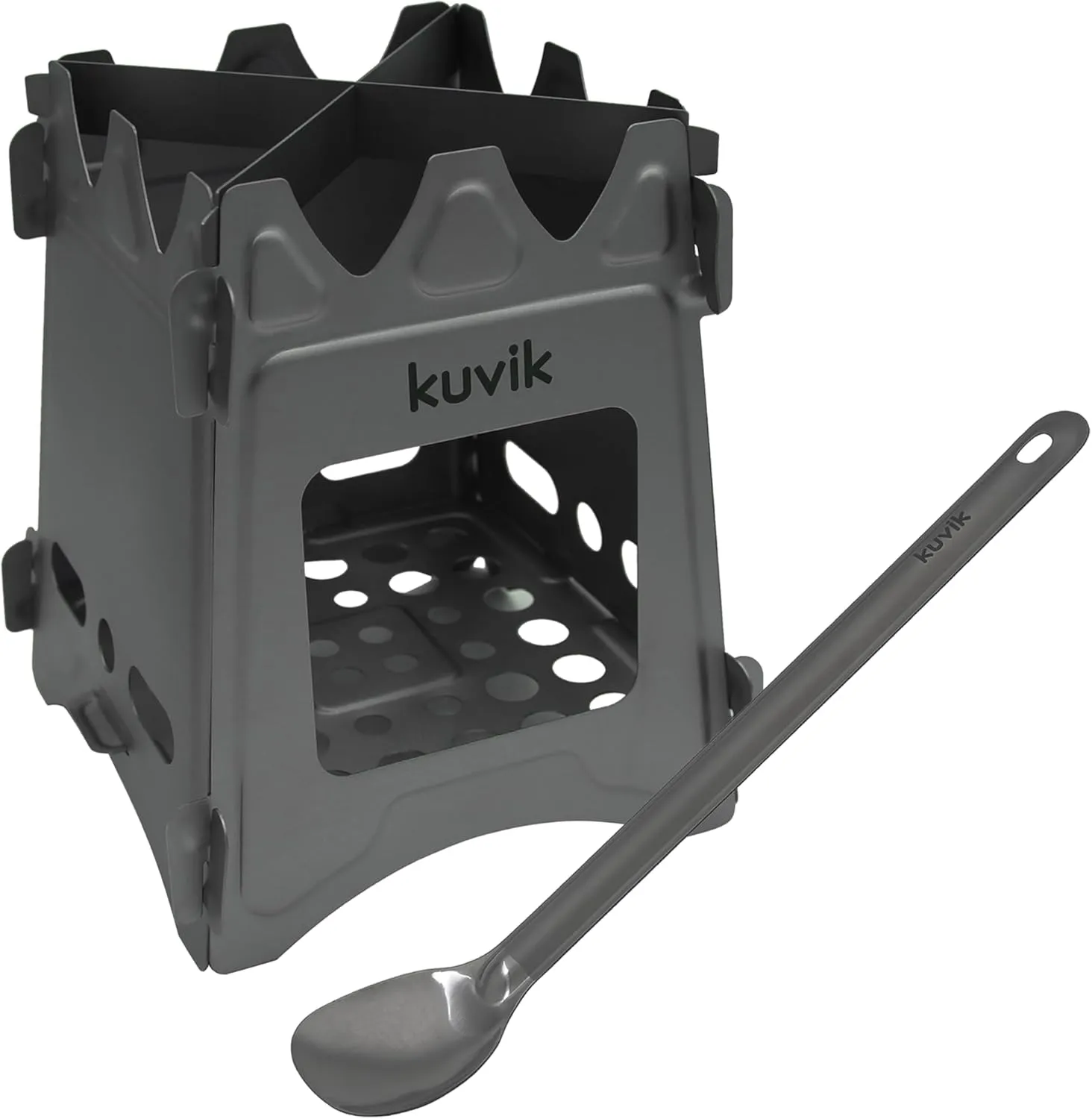 Kuvik Titanium Wood Stove & Titanium Spoon Bundle