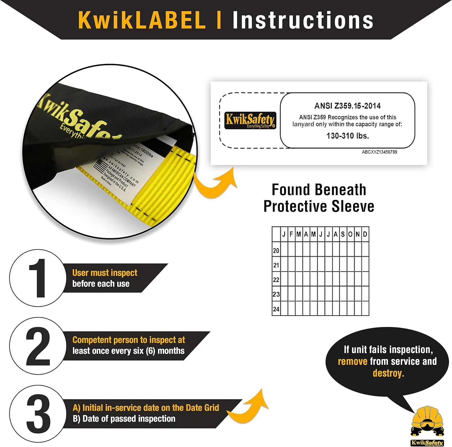 KwikSafety - Charlotte, NC - TAIPAN 6’ Double Leg Flat Safety Lanyard [SAFETY ANCHOR COMBO] ANSI Tested OSHA Compliant Adjustable Fall Restraint Protection Construction Roofing Beam Equipment