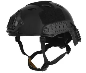 Lancer Tactical SpecOps Military Style Helmet PJ Type with Rails & Velcro – Black for Airsoft & Tactical Gear