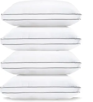 LANE LINEN Pillows Standard Size Set of 4 (20"x26") - Soft Gusseted Bed Pillow for Back, Stomach or Side Sleepers - Hotel Quality Down Alternative Standard Pillows Pack of 4 - White
