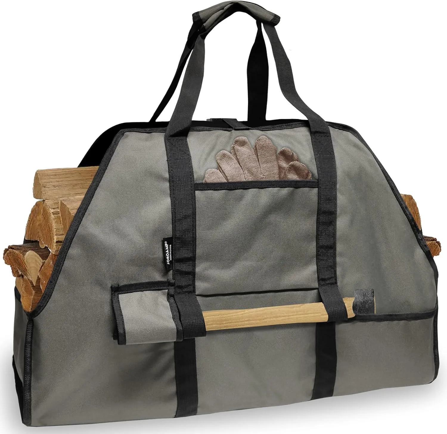 Large Firewood Log Carrier, Canvas Log Carrier Bag Tote, Sturdy Fireplace Wood Stove Accessories, Perfect for Carrying Wood at Indoor or Outdoor, Camping Storage Basket with Handles
