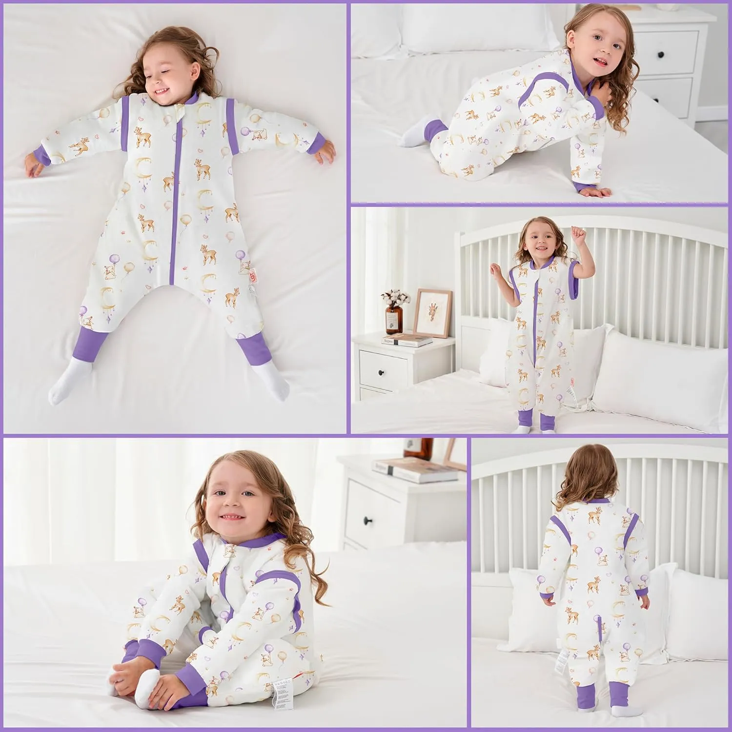 LAT Baby Sleep Bag with Feet Winter,3-way zipper Wearable Blanket,Warm Sack for Toddler Thicken 2.5 TOG-Removable Sleeves