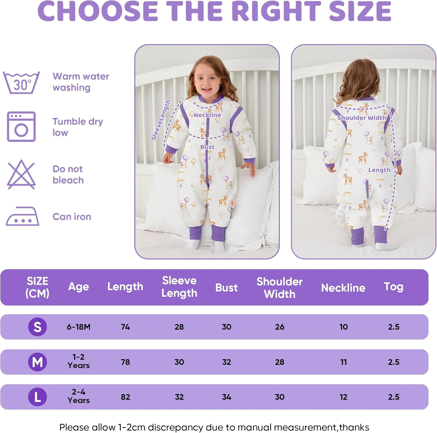 LAT Baby Sleep Bag with Feet Winter,3-way zipper Wearable Blanket,Warm Sack for Toddler Thicken 2.5 TOG-Removable Sleeves