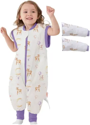 LAT Baby Sleep Bag with Feet Winter,3-way zipper Wearable Blanket,Warm Sack for Toddler Thicken 2.5 TOG-Removable Sleeves