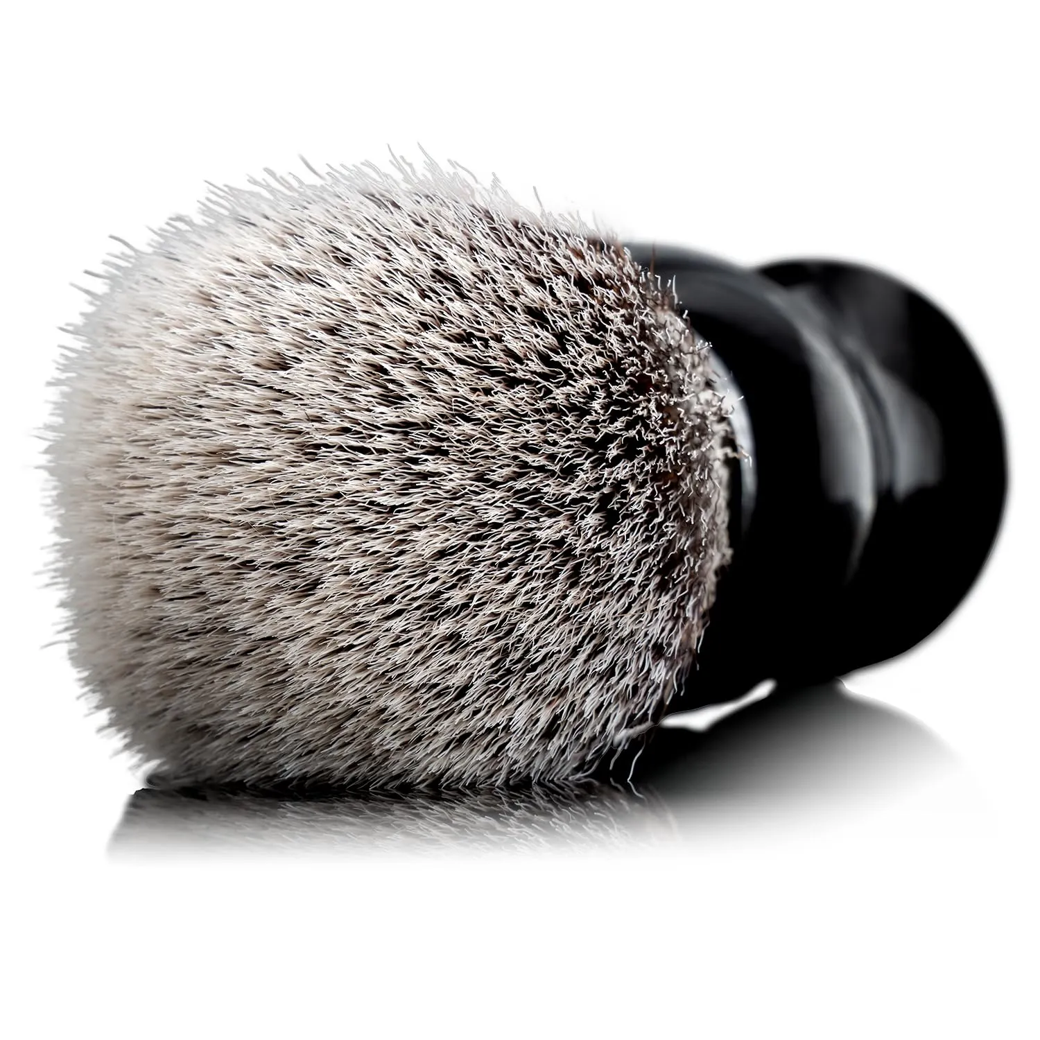 Lather & Wood Shaving Brush for Men- Premium 100% Synthetic Silvertip Hair - with Travel Case - Black Obsidian Acrylic Handle