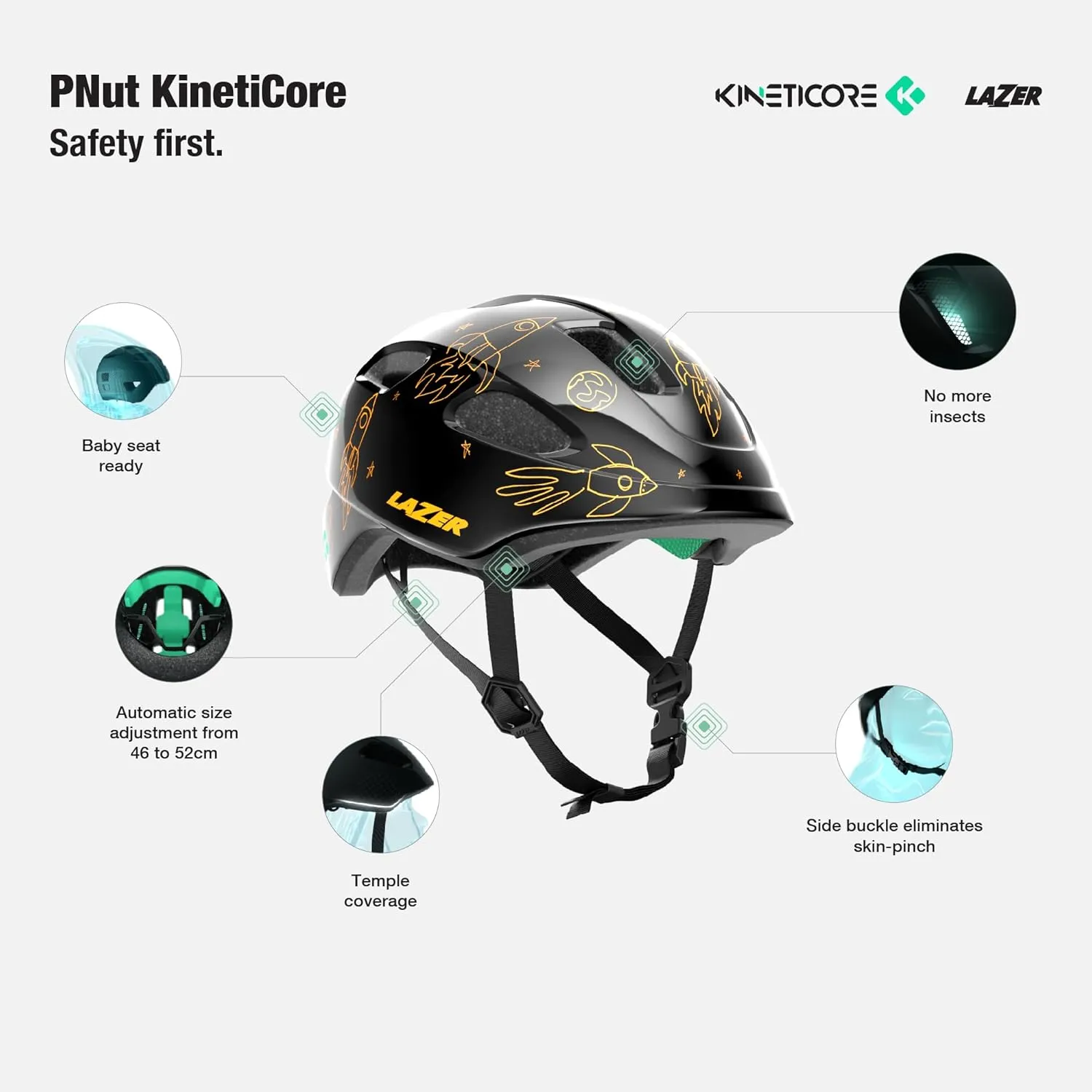 LAZER Pnut 2.0 KinetiCore Kids Bike Helmet, Lightweight Bicycling Helmet for Children, Youth Unisex Cycling Head Gear, One Size