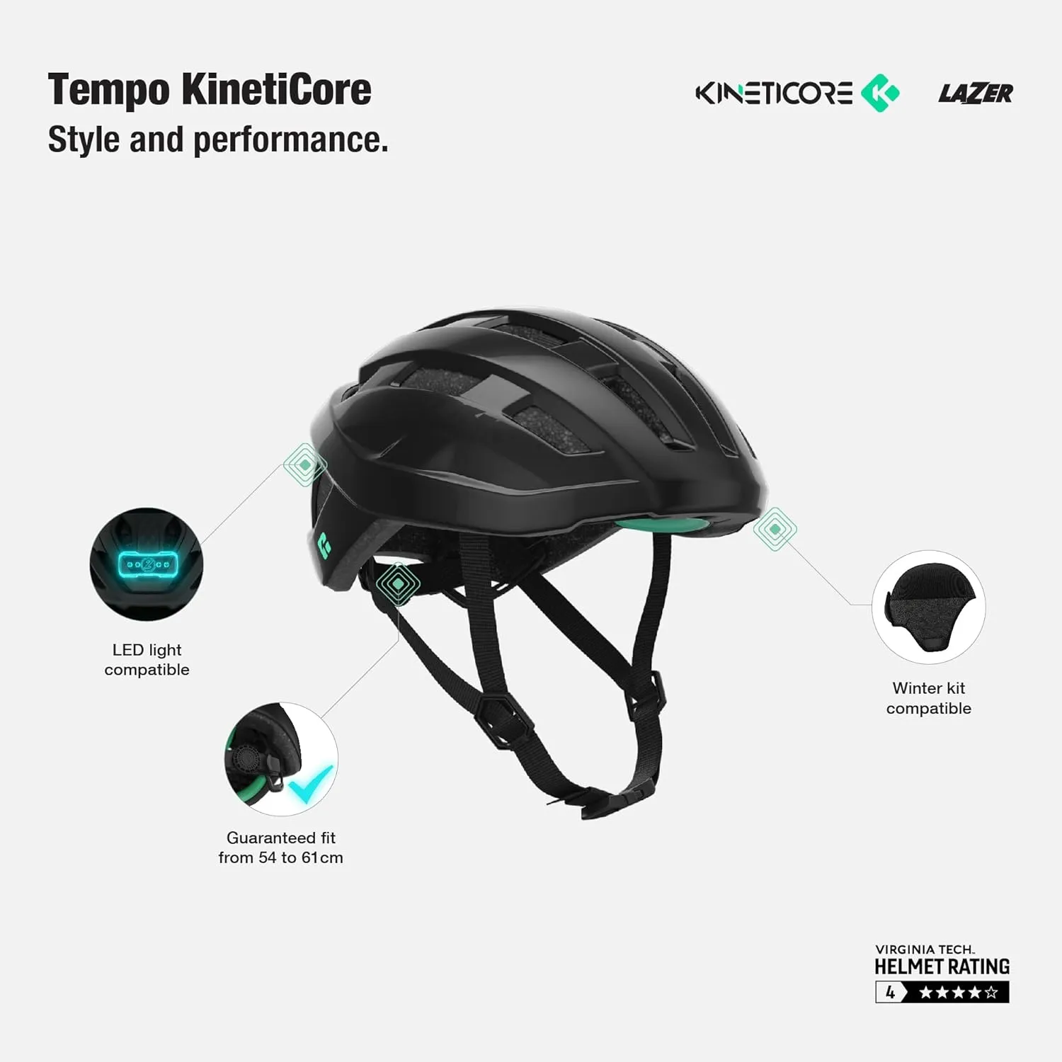 LAZER Tempo KinetiCore Bike Helmet, Lightweight Bicycling Gear for Adults, Men & Women’s Cycling Head Gear
