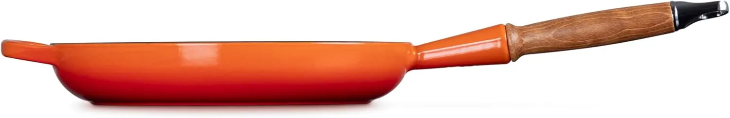 Le Creuset Enameled Cast Iron Alpine Wood Handle Fry Pan, 10.25", Flame