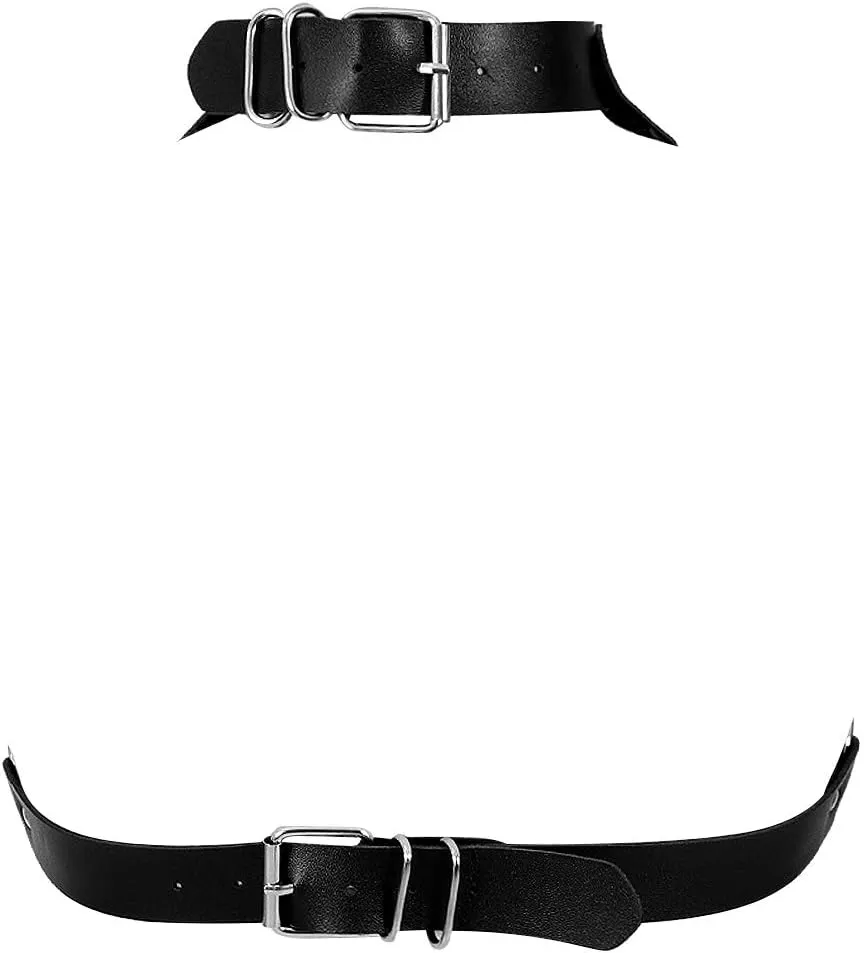 Leather Body Harness Bra for Women Punk Goth Tops Cage Strap Adjust Plus Size Festival Rave Costume