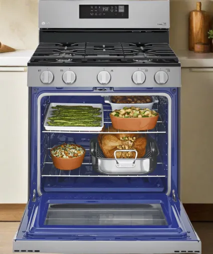LG LRGL5823S Range, Gas, 30 inch Exterior Width, Self Clean, Convection, 5 Burners, 5.8 cu. ft. Capacity, Storage Drawer, Air Fry, 1 Ovens, Stainless Steel colour Griddle REFURBISHED 1 Year Warranty