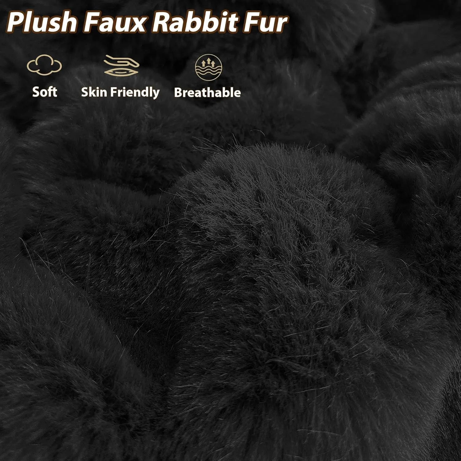 LIFEREVO Kids Fluffy Faux Rabbit Fur Bean Bag Chair Cover (No Filler), Soft Luxury Fuzzy Stuffed Animal Storage Bubble Bean Bag Home Decoration, Comfy Shaggy Furry Beanbag Cover Kids Teens, Black