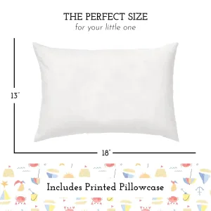 Little Sleepy Head Toddler Pillow with Pillowcase 13x18 - Kids Pillow for Sleeping - Better Neck Support Ergonomic Pillow and Toddler Pillowcase - Best Pillows for Kids (Beach Days)