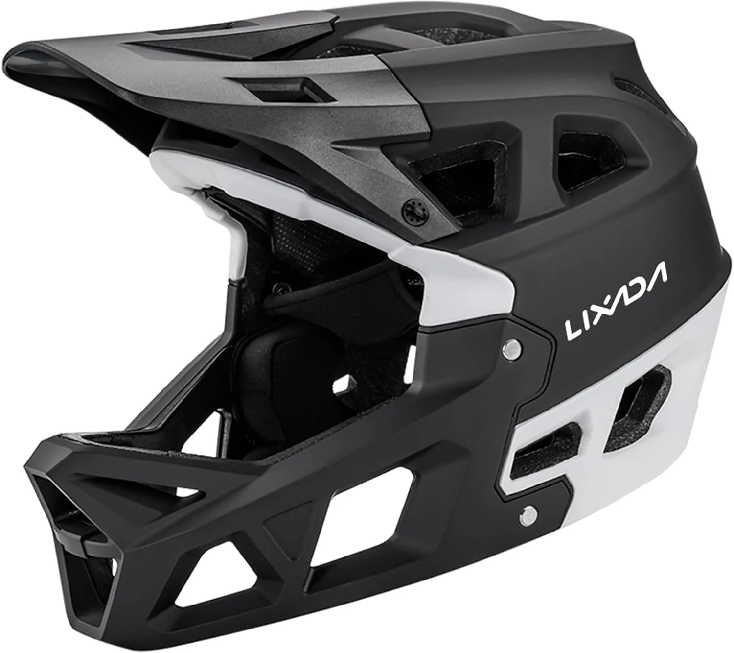 Lixada Adult Bike Helmet, Full Face Mountain Bike Helmet Lightweight Bicycle Helmet with Pads & Visor, Comfort Cycling Helmet Racing Downhill MTB Helmet for Men Women