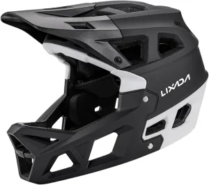 Lixada Adult Bike Helmet, Full Face Mountain Bike Helmet Lightweight Bicycle Helmet with Pads & Visor, Comfort Cycling Helmet Racing Downhill MTB Helmet for Men Women