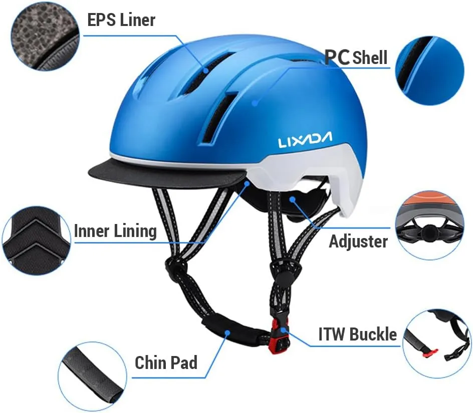 Lixada Adult Bike Helmet, Lightweight Mountain Bike Helmet Comfort Bicycle Helmet with Pads & Visor, Impact Protection Adjustable Cycling Helmet for Men Women Commuting, Road Biking, Skating