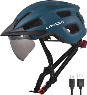 Lixada Bike Helmet Adult with USB Rechargeable LED Mountain Bike Helmet Adjustable Cycling Helmet for Men Women MTB Helmet 54-62 cm