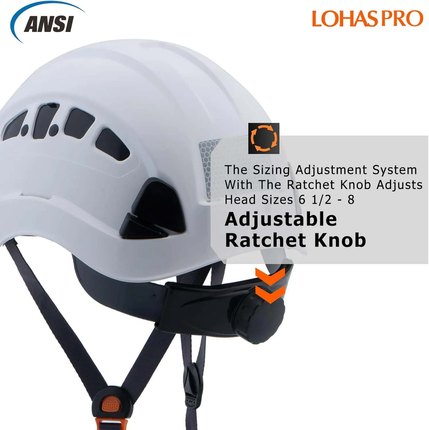 LOHASPRO Hard Hats Construction Safety Helmet with Visor ANSI Z89.1 Approved OSHA Hardhat, Vented Men White Hard Hat with Chin Strap Tree Climbing Arborist Helmet (P1 White Smoked Visor)
