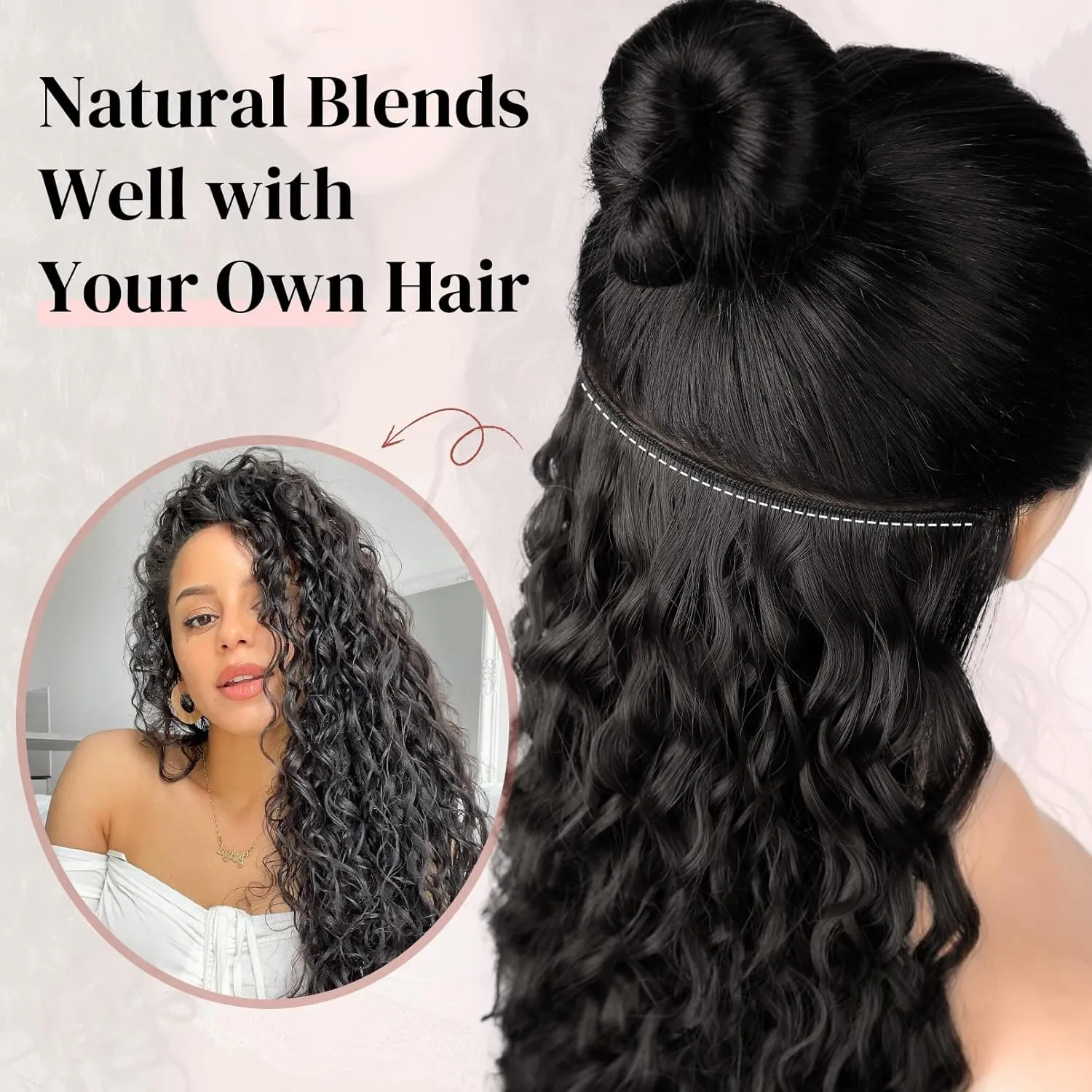 LONAI Hair Extension,9PCS 22" Curly Clip in Hair Extensions LN002 Long Soft Thick Synthetic Hairpieces for Women-Ash Brown to Blonde