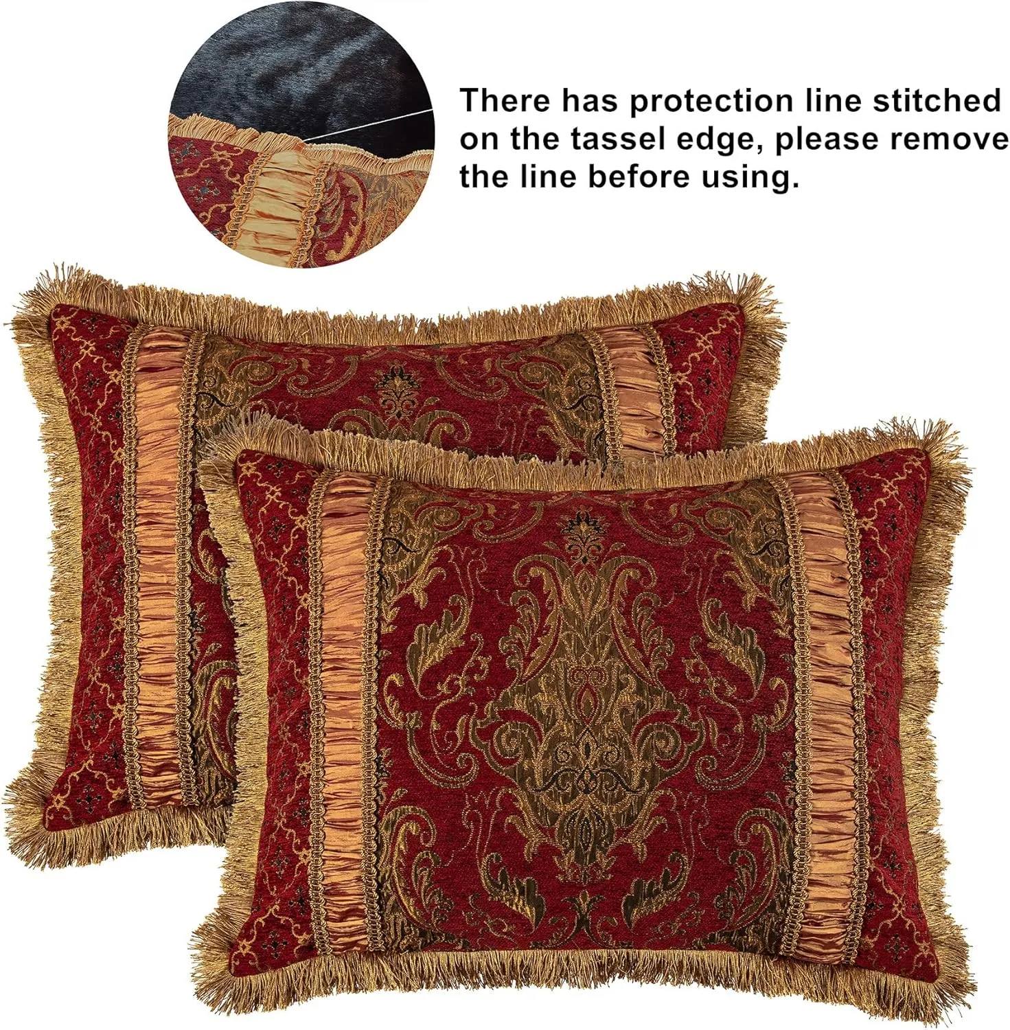 Loom and Mill 13-Piece Comforter Bed in a Bag, Classic Damask Jacquard Comforter Sets King, Luxury Bedding Set with Bed Skirt, Euro Shams and Decorative Pillows, All Season(Florence, King) Red