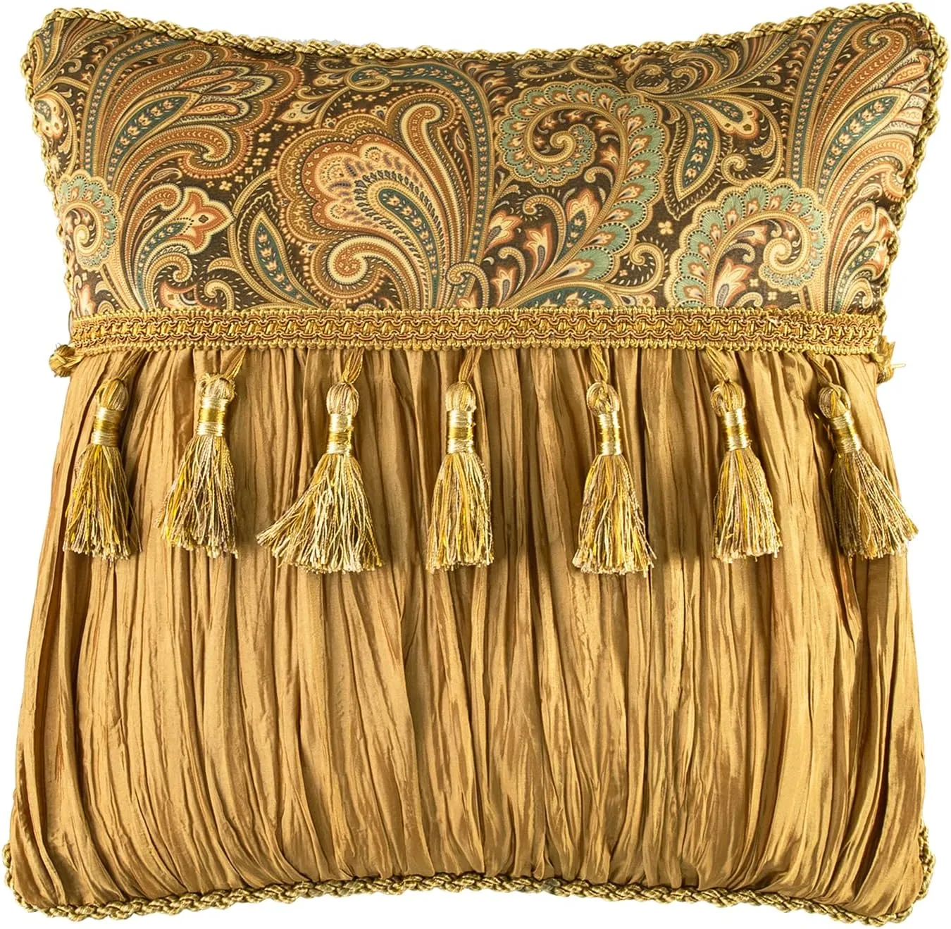 Loom and Mill Jacquard Comforter Set-9 Piece, Luxury Classic Antique Comforter Set King, Ultra Soft Damask Bedding with Euro Shams, Bedskirt, Filled Decorative Pillows(Cambridge, King),Bronze Gold