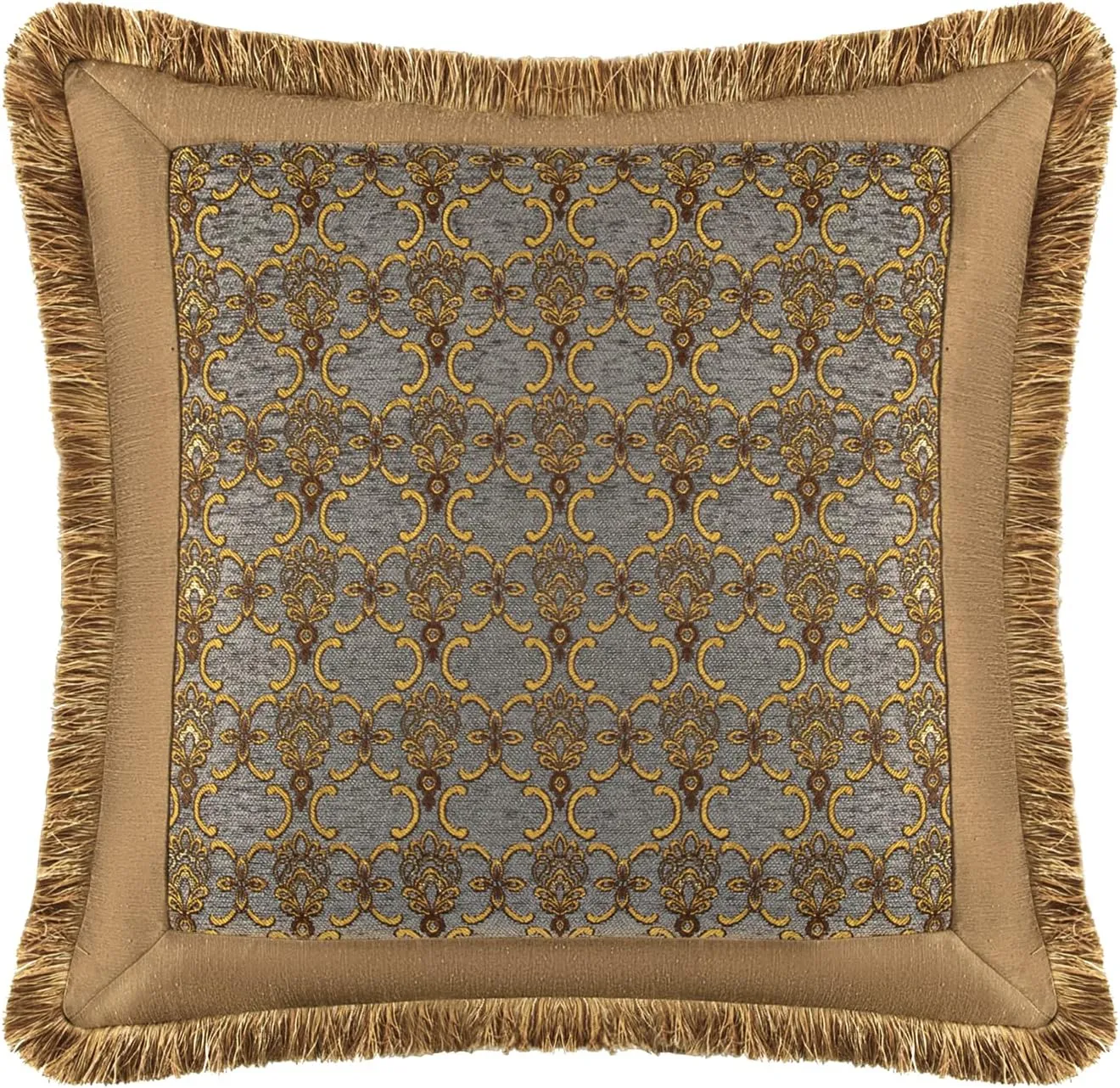 Loom and Mill Jacquard Comforter Set-9 Piece, Luxury Classic Antique Comforter Set King, Ultra Soft Damask Bedding with Euro Shams, Bedskirt, Filled Decorative Pillows(Cambridge, King),Bronze Gold