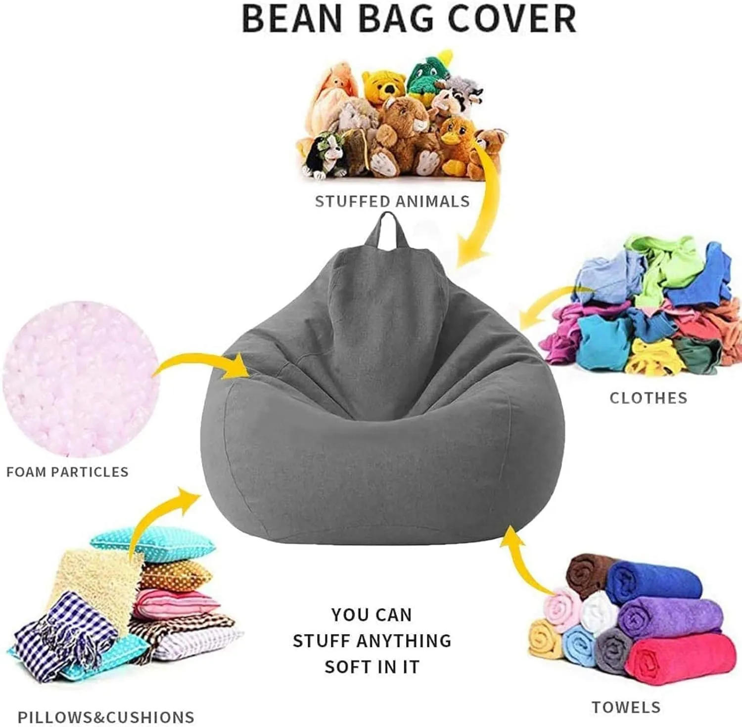 Lounger Sofas Cover Without Filler Storage Bean Bag Chair Made of Linen and Cotton Fabric Complies with The Ergonomic Design,Light Blue,L