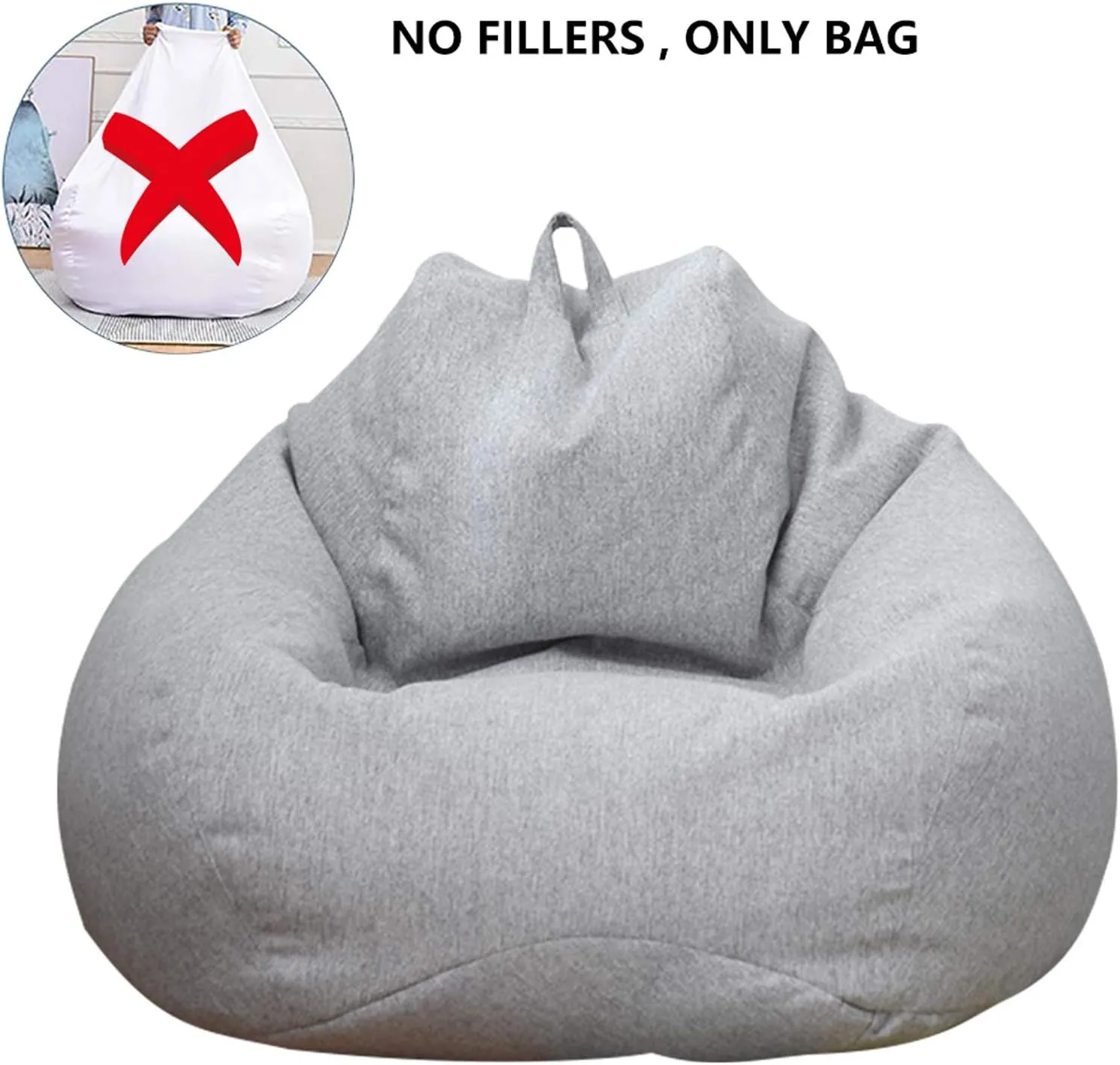 Lounger Sofas Cover Without Filler Storage Bean Bag Chair Made of Linen and Cotton Fabric Complies with The Ergonomic Design,Light Blue,L