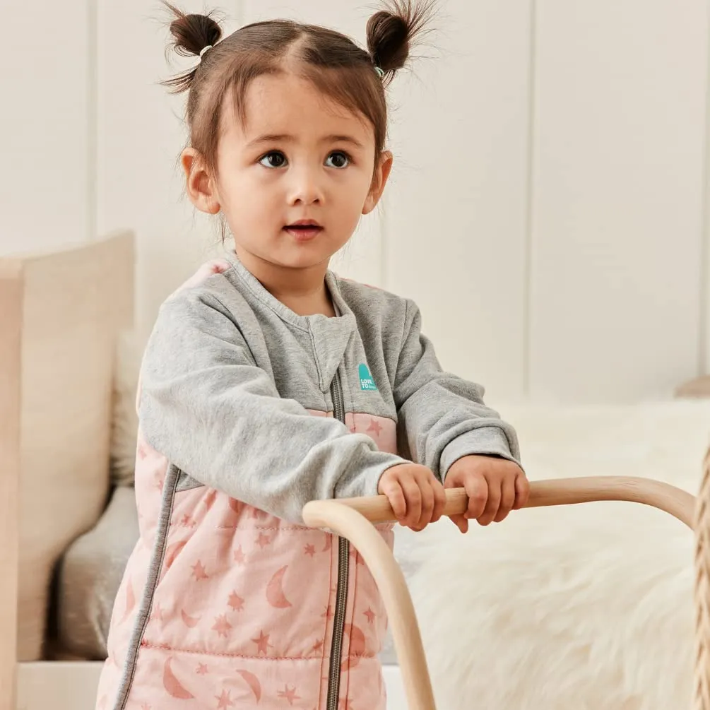 Love to Dream Warm Toddler Sleep Suit (4T), Super Soft Temp Regulating Sleeping Sack, 2.5TOG Warm Wearable Blanket, Pink
