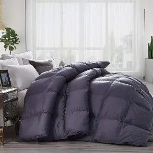 Luxurious All-Season Goose Down Feather Comforter Duvet Oversize 108 x 98 inches, Gray, Baffle Box, 1200 Thread Count 100% Egyptian Cotton Cover, 750  Fill Power (California King/Palatial King)