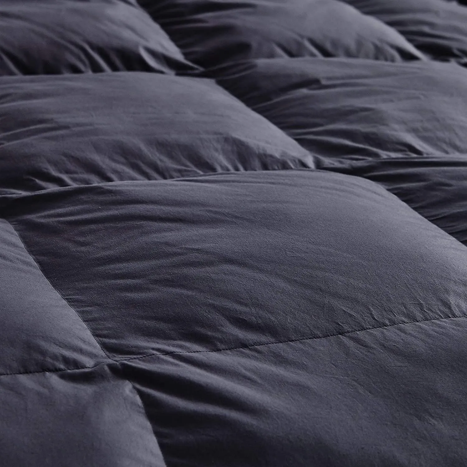 Luxurious All-Season Goose Down Feather Comforter Duvet Oversize 108 x 98 inches, Gray, Baffle Box, 1200 Thread Count 100% Egyptian Cotton Cover, 750  Fill Power (California King/Palatial King)