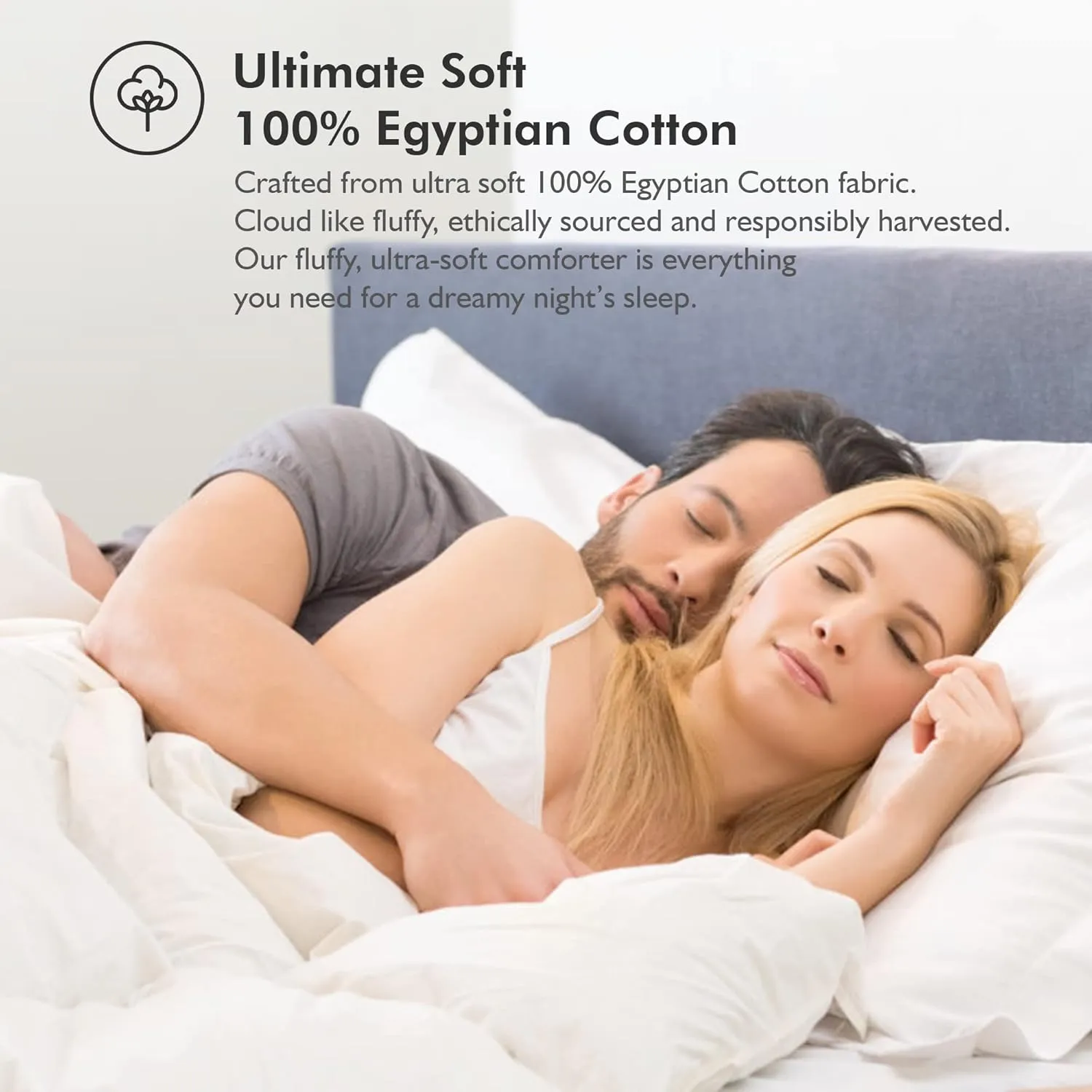 Luxurious White Solid Heavy Weight, King Size Goose Feathers Down Comforter for Winter Weather Duvet Insert, Premium Baffle Box, 100% Egyptian Cotton Cover, 70 oz. Fill Weight