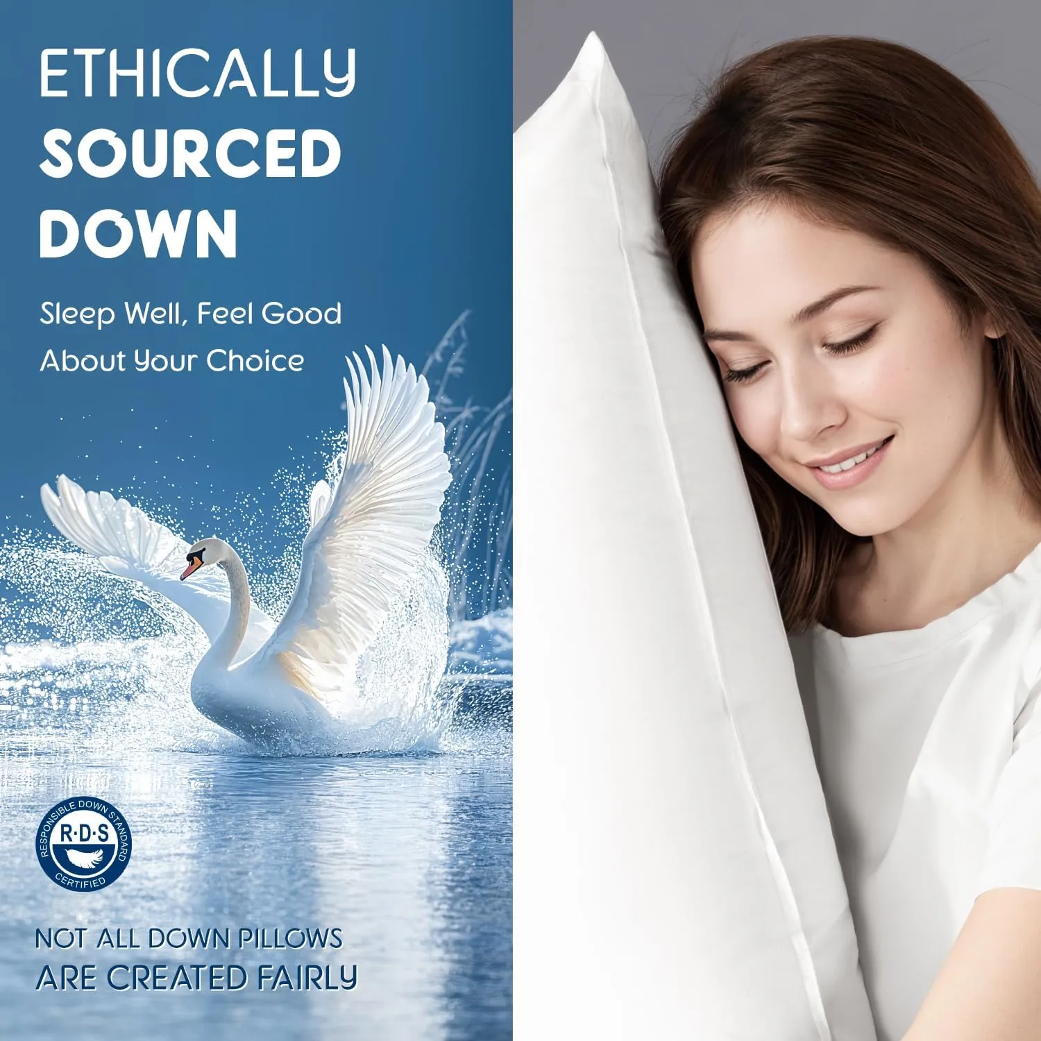 Luxury Canadian White Goose Down Pillow Queen Size - 900  Fill Power, 800 Thread Count Cotton Shell, Soft Down Pillows for Sleeping, Hotel Pillow for Neck Pain Relief (1 Pack, 20"x30")