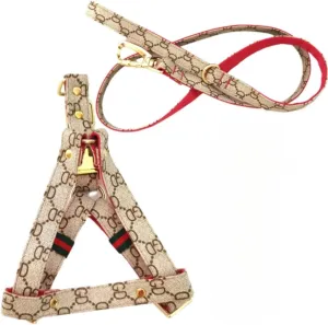 Luxury Designer Pucci GD Dog Harness & Leash Set - Stylish and Comfortable Pet Harness and Leash for Small to Medium Dogs, Fashion-Forward Pet Harness Leash Set