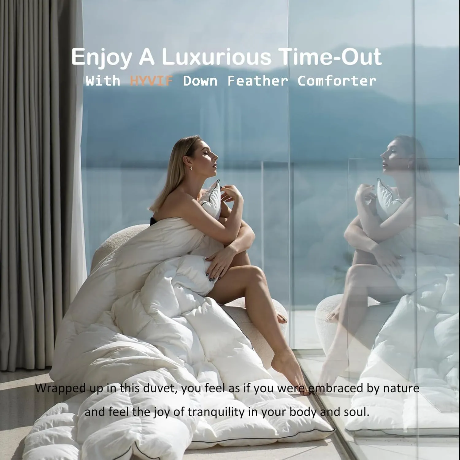 Luxury Down Feather Comforter King Size-Cooling Bed Comforter Insert-Ultra-Soft Summer Duvet-Soft & Cozy Hotel Collection White -King Size(106" X 90”)