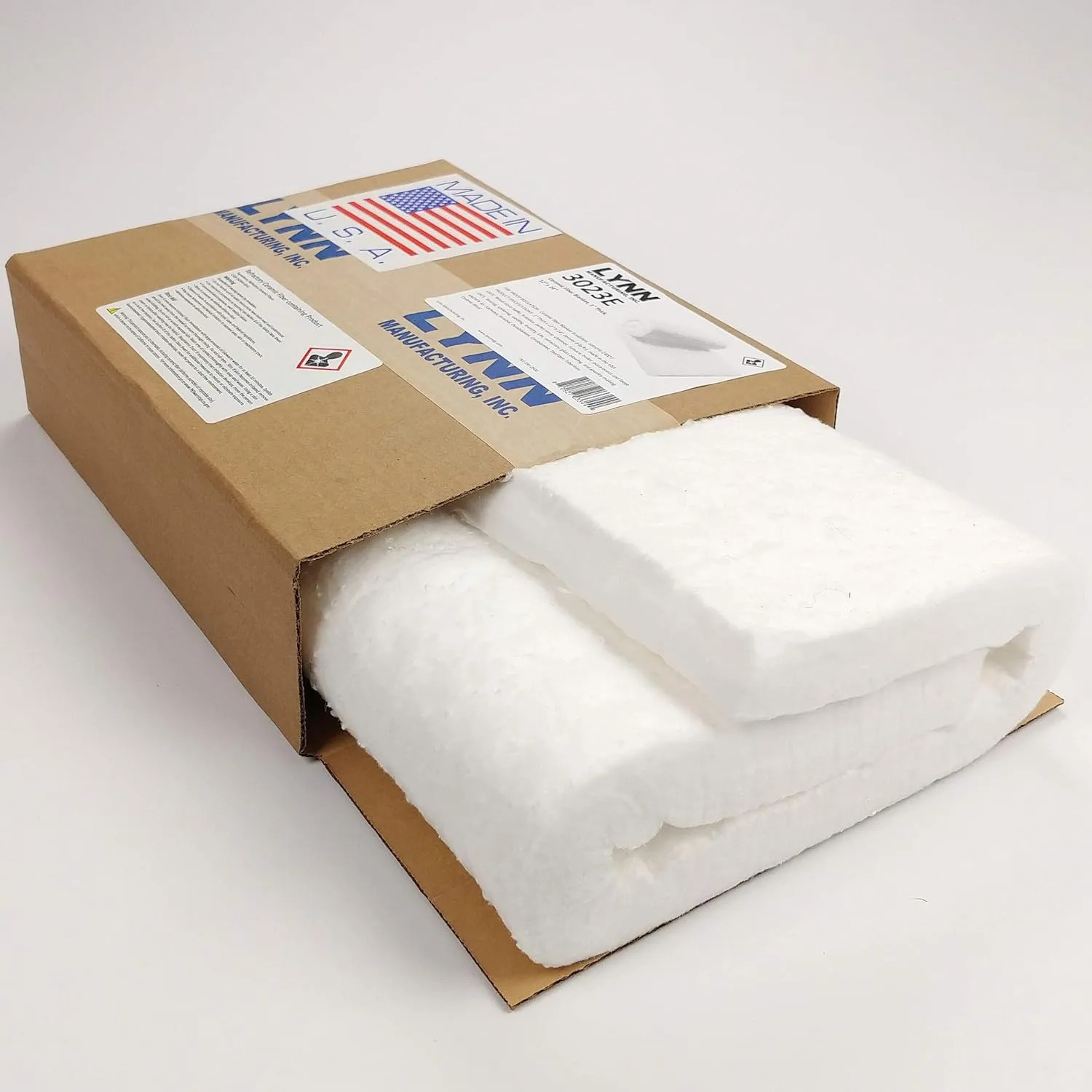 Lynn Manufacturing Ceramic Fiber Insulation, 1" Thick x 12" x 24", 2400F Fireproof Insulation Blanket, 3023E