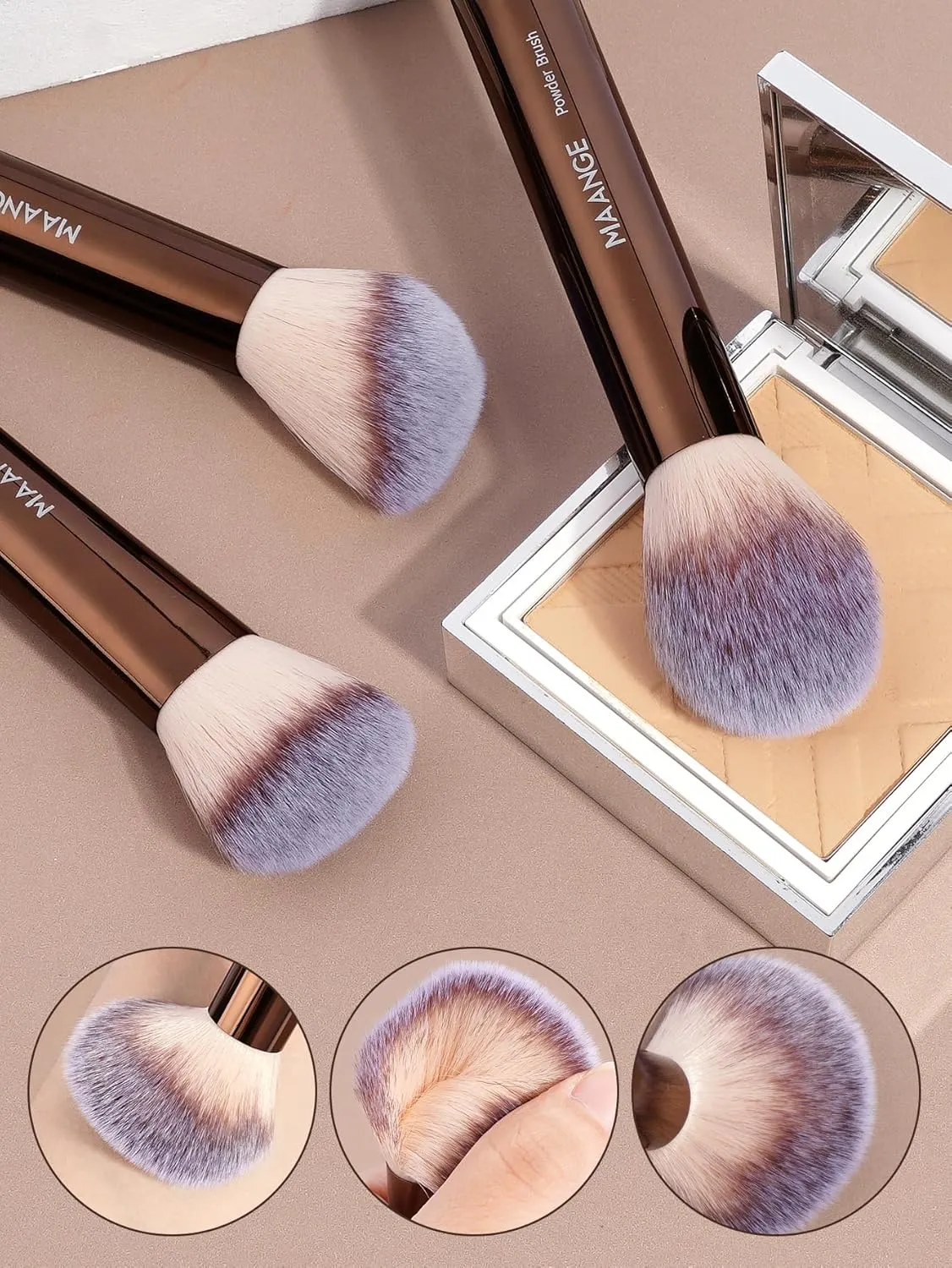 MAANGE 13 PCS Makeup Brushes Professional Make Up Brushes Premium Synthetic Powder Concealers Brushes Travel Makeup Brush Set with Case (Coffee)