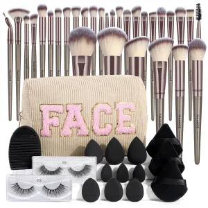 MAANGE Makeup Brushes Set 46 Pcs Makeup Tool Set Premium Synthetic Brush Make up Brush Set Multi-functional Makeup Kit (Champagne, 46 Piece Set)