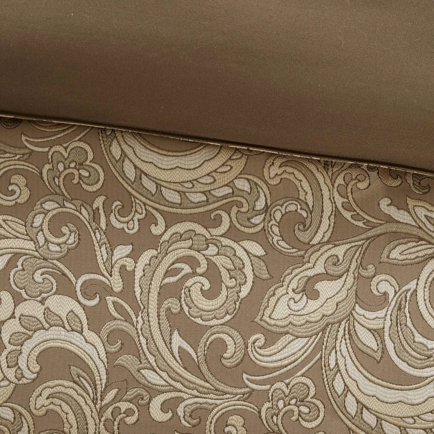 Madison Park Essentials Brystol 24 Piece Room in a Bag Faux Silk Comforter Jacquard Paisley Design Matching Curtains Down Alternative Hypoallergenic All Season Bedding-Set, King(104"x92"), Brown