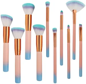 Makeup Brush 10pcs Makeup Brushes Set Foundation Powder Eye Shadow Blush Blending Contour Lip Fan Make Up Brush Kit Cosmetic Tool Kit