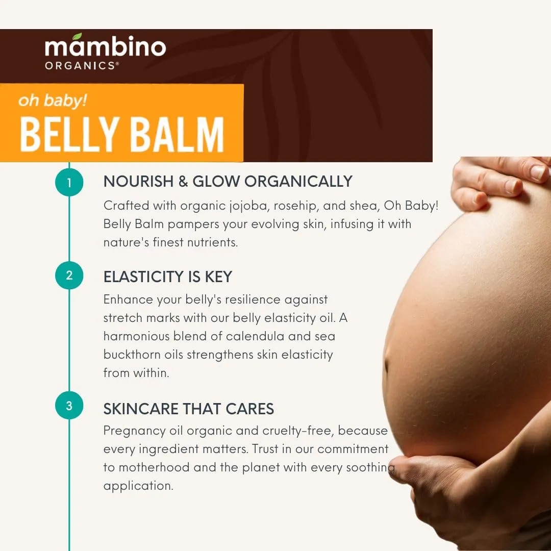 Mambino Organics Organic Skincare Gift Set   Free Bag for Pregnant Women – Moisture Me Body Oil & Oh Baby! Belly Balm (Anti-Stretch Duo Kit)