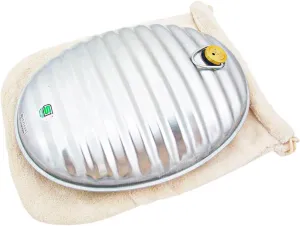 Maruka Hot Water Bottle A 1.2 gal (3.5 L) with Bag - Steel, Rubber - Silver - Single Item - Hot Water Bottle - 3.5L - Pain Relief & Comfort for Cold Feet & Aches