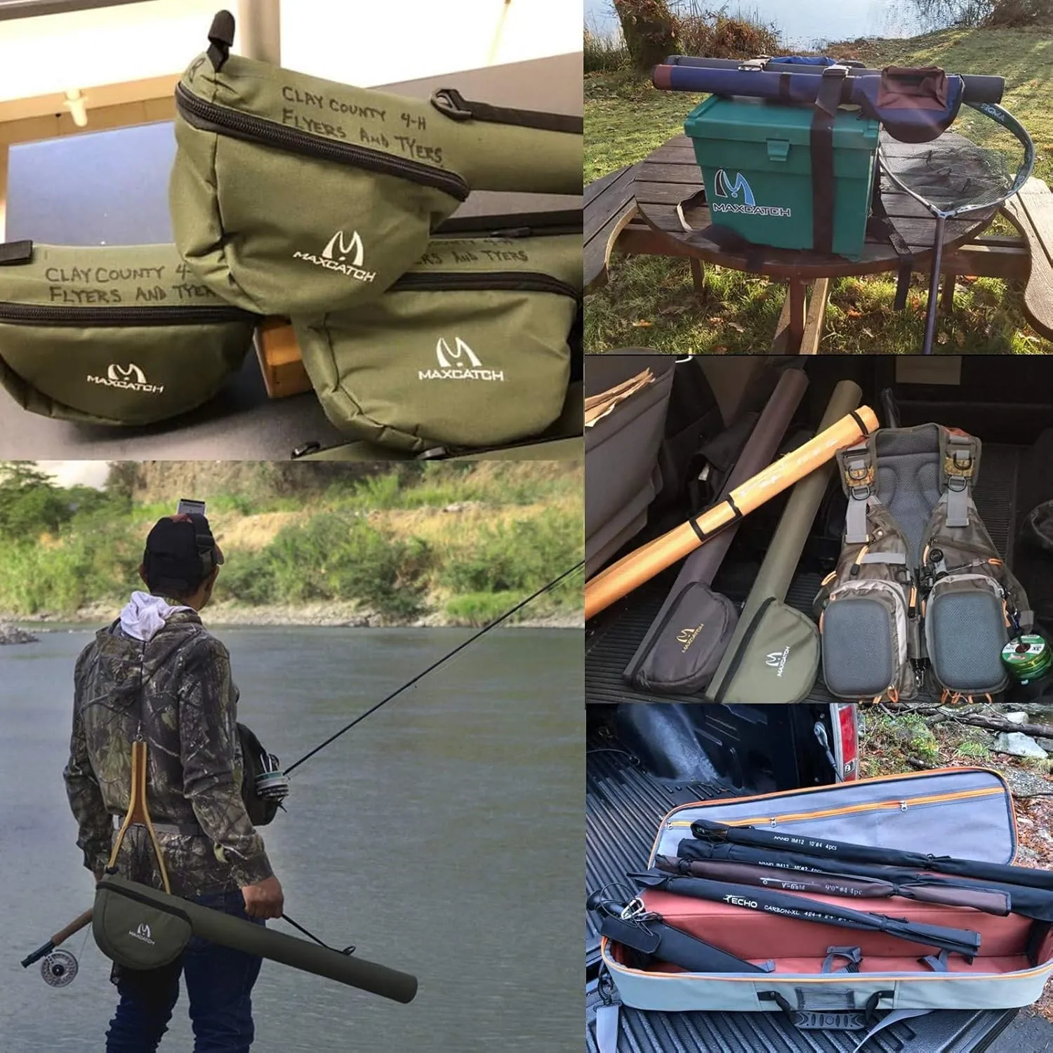 MAXIMUMCATCH Fly Fishing Rod Case with Reel Pouch, Complete Protection Bag, 9FT 2/4 Pieces Rod, Single (Gray, 9' 4sec)