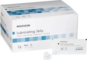 McKesson Lubricating Jelly, 3 g [144 Count] Water Based Non-Sticky Lube, Water Soluble Lubricant Gel - for Surgical, Medical, Personal – Sterile Individual Packets