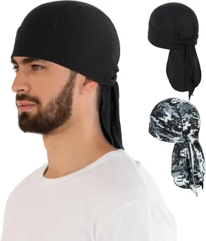 MELASA Cooling Do Rags Skull Cap Helmet Liner, Sweat Head Wraps Bandanas for Men Running Cycling Motorcycle