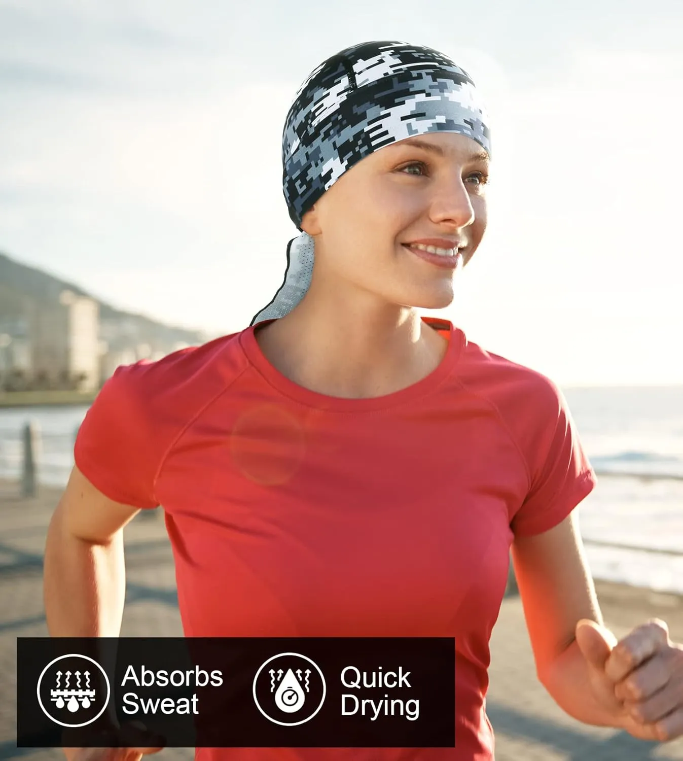 MELASA Cooling Do Rags Skull Cap Helmet Liner, Sweat Head Wraps Bandanas for Men Running Cycling Motorcycle