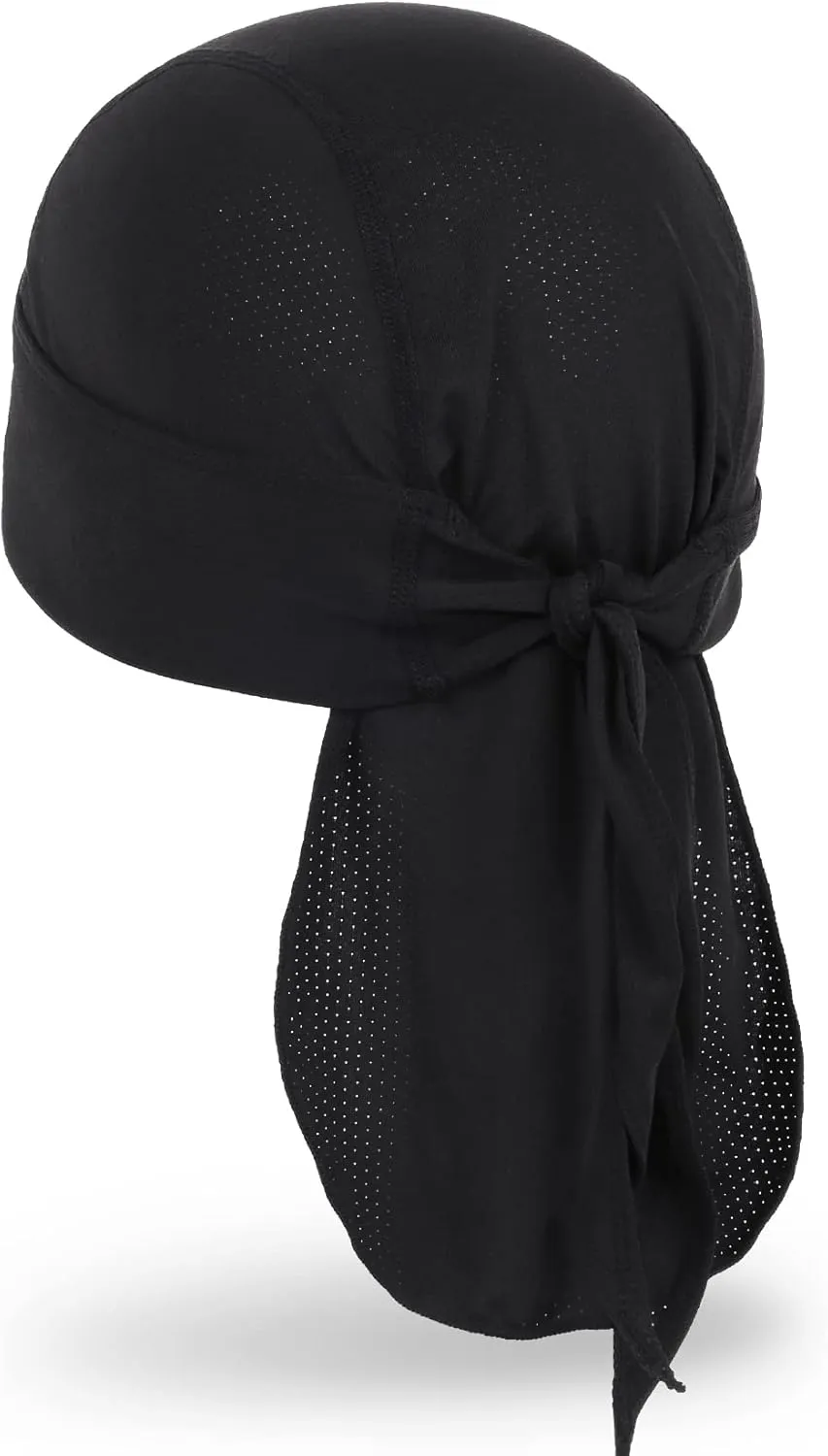 MELASA Cooling Do Rags Skull Cap Helmet Liner, Sweat Head Wraps Bandanas for Men Running Cycling Motorcycle